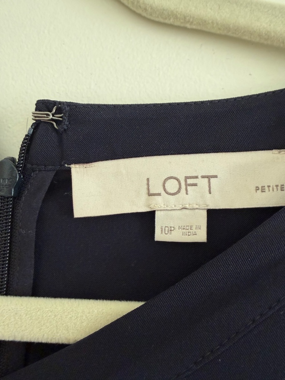 LOFT Navy Lace-Sleeve Shift Dress - Picture 6 of 7